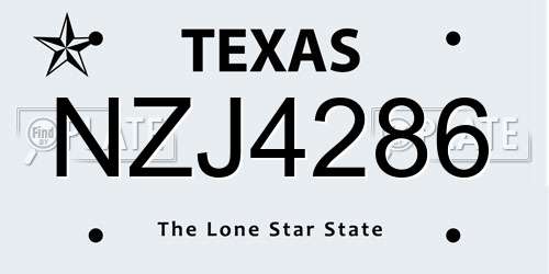 NZJ4286 Texas License Plate
