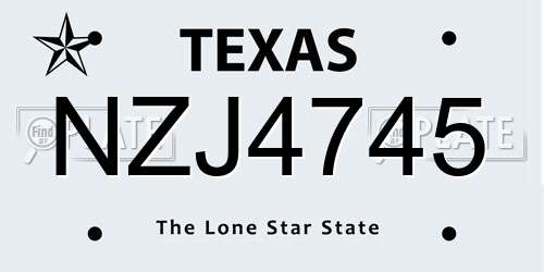 NZJ4745 Texas License Plate