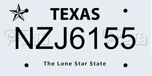NZJ6155 Texas License Plate