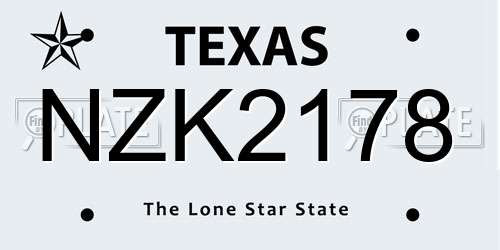 NZK2178 Texas License Plate