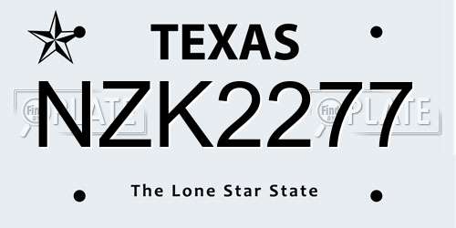 NZK2277 Texas License Plate