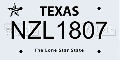 NZL1807 Texas License Plate