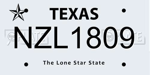 NZL1809 Texas License Plate