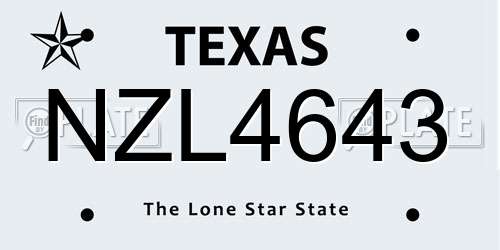NZL4643 Texas License Plate