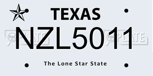 NZL5011 Texas License Plate