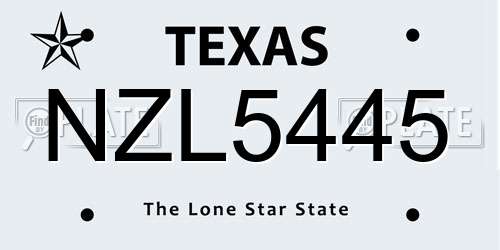NZL5445 Texas License Plate