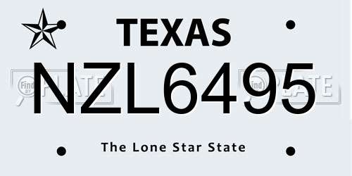 NZL6495 Texas License Plate