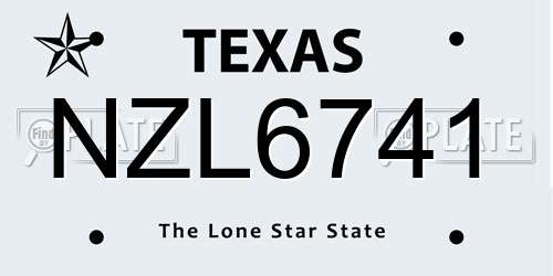 NZL6741 Texas License Plate