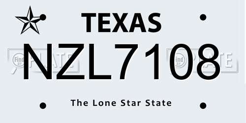 NZL7108 Texas License Plate