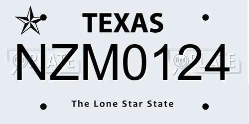 NZM0124 Texas License Plate