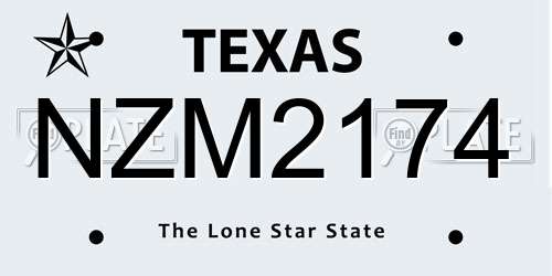 NZM2174 Texas License Plate
