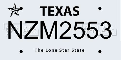 NZM2553 Texas License Plate