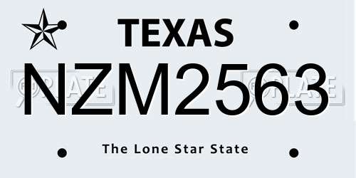NZM2563 Texas License Plate