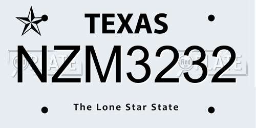 NZM3232 Texas License Plate