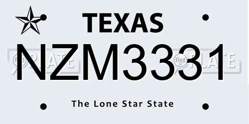NZM3331 Texas License Plate