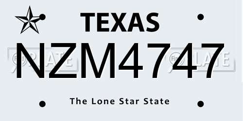 NZM4747 Texas License Plate