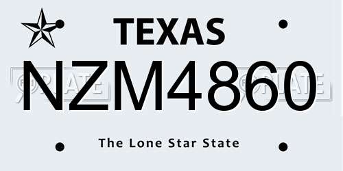 NZM4860 Texas License Plate
