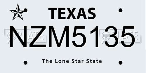 NZM5135 Texas License Plate