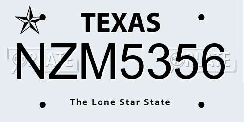 NZM5356 Texas License Plate