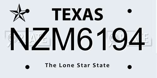 NZM6194 Texas License Plate