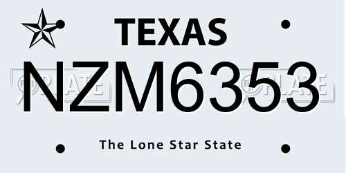 NZM6353 Texas License Plate