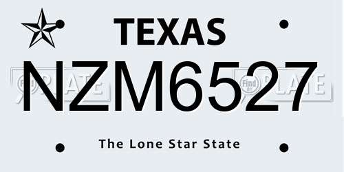 NZM6527 Texas License Plate