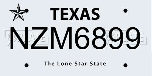 NZM6899 Texas License Plate