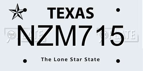 NZM715 Texas License Plate