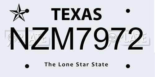 NZM7972 Texas License Plate