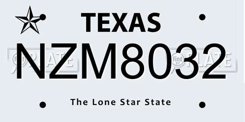 NZM8032 Texas License Plate