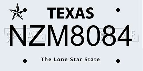 NZM8084 Texas License Plate