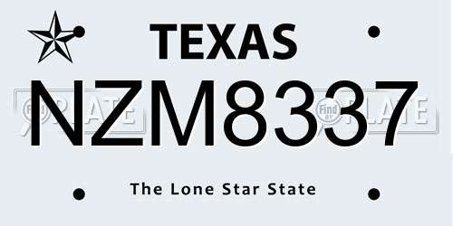 NZM8337 Texas License Plate