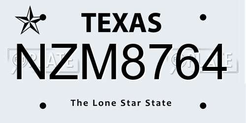 NZM8764 Texas License Plate