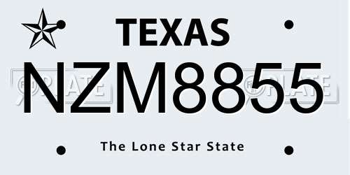 NZM8855 Texas License Plate