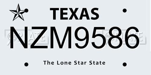 NZM9586 Texas License Plate