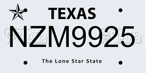 NZM9925 Texas License Plate