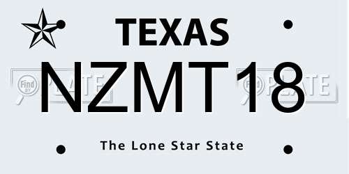 NZMT18 Texas License Plate