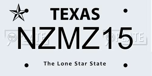 NZMZ15 Texas License Plate