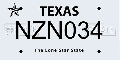 NZN034 Texas License Plate