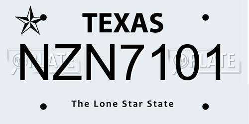 NZN7101 Texas License Plate