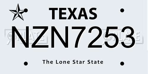 NZN7253 Texas License Plate