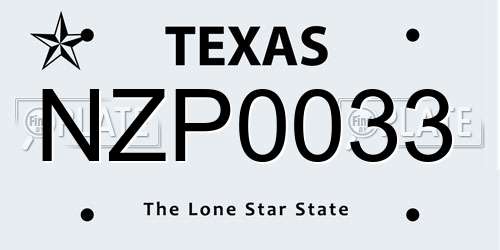 NZP0033 Texas License Plate