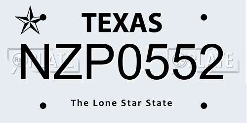 NZP0552 Texas License Plate