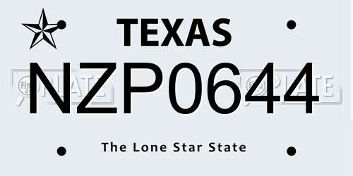 NZP0644 Texas License Plate
