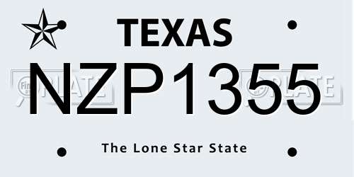 NZP1355 Texas License Plate