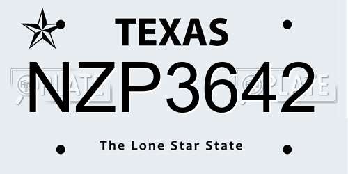 NZP3642 Texas License Plate