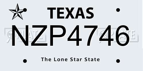 NZP4746 Texas License Plate