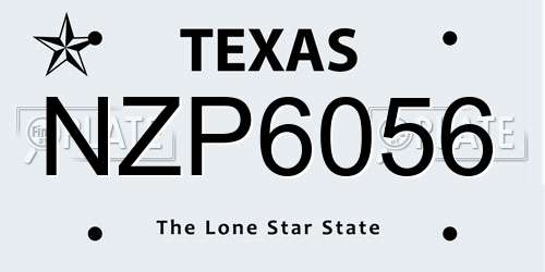 NZP6056 Texas License Plate