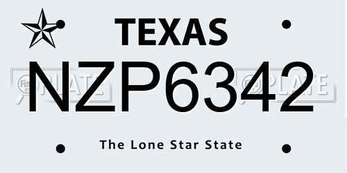 NZP6342 Texas License Plate
