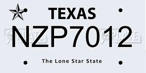 NZP7012 Texas License Plate